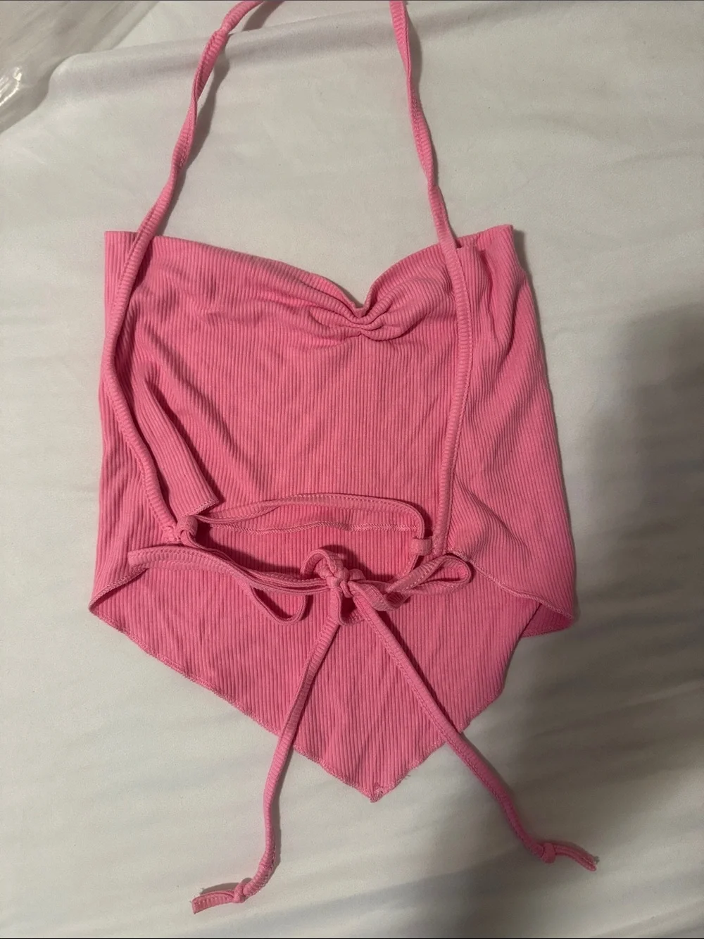 Pink Ribbed Halter Scarf Top - Picture 2 of 2